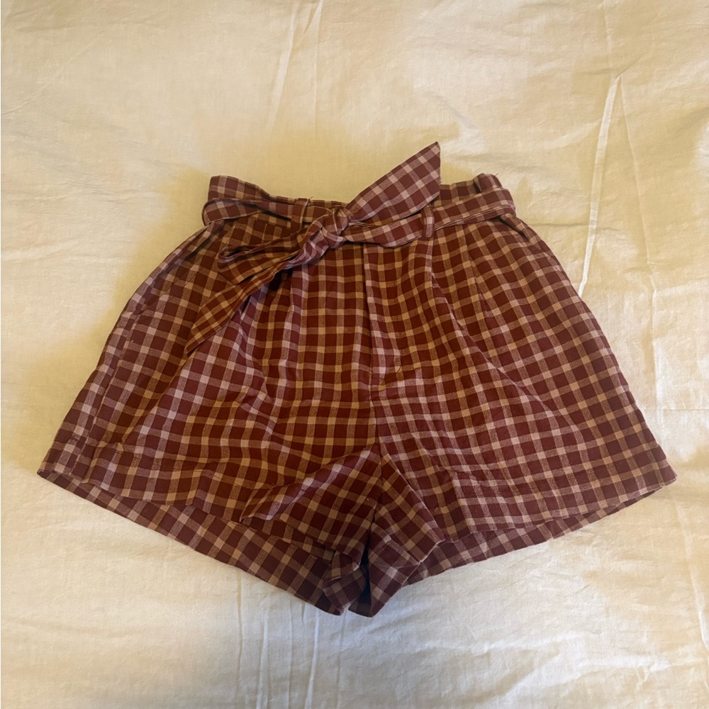 NWT Nasty Gal High Waist Belted Plaid Shorts